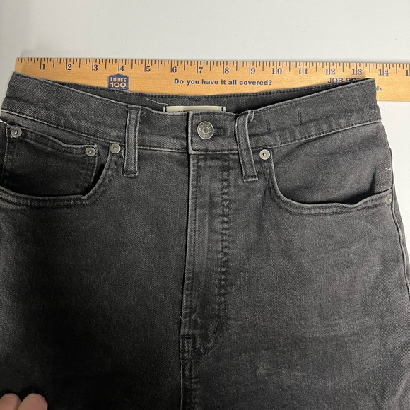 Madewell Perfect Vintage Straight Jeans Black Fade High Rise Side Slit W26 - Picture 6 of 11